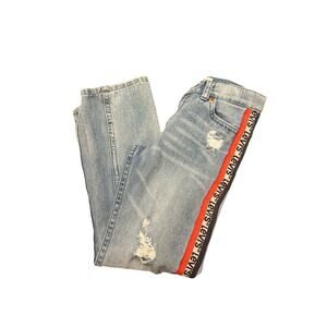 Levi’s Kids 7X Slim Fit Jeans Light Wash Distressed Logo Stripe Denim